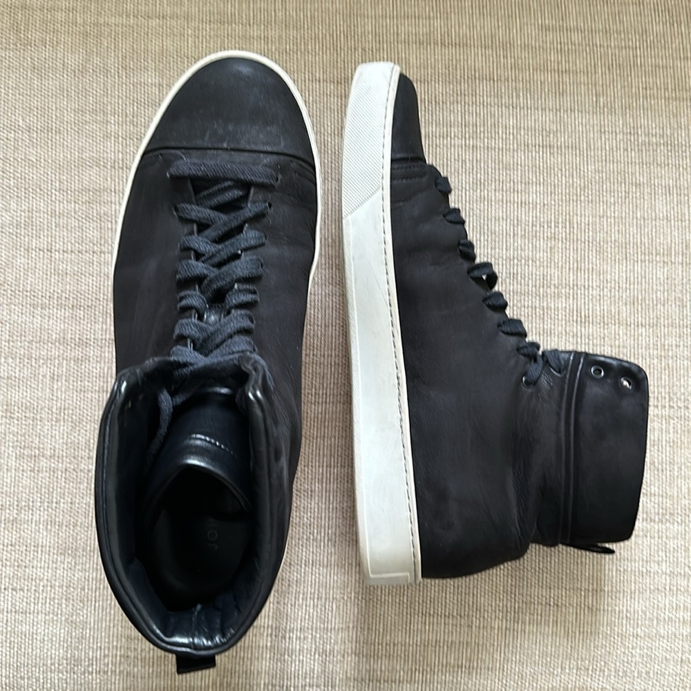 John Elliott Calfskin Leather High Top Sneakers Black Made in Italy Men’s 9-9.5